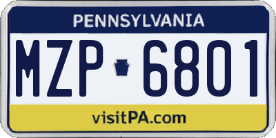 PA license plate MZP6801