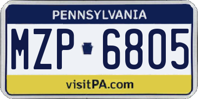 PA license plate MZP6805