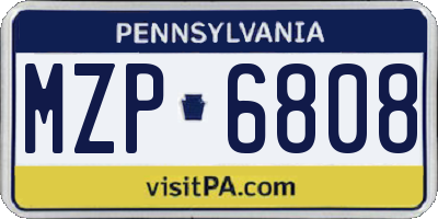 PA license plate MZP6808