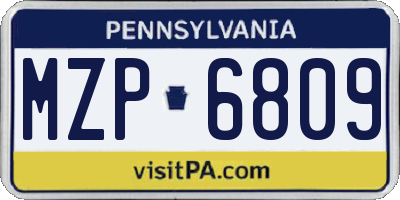 PA license plate MZP6809