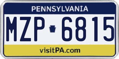 PA license plate MZP6815