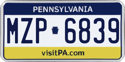 PA license plate MZP6839