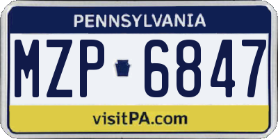 PA license plate MZP6847