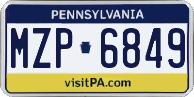 PA license plate MZP6849