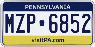 PA license plate MZP6852