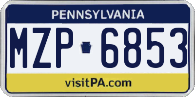 PA license plate MZP6853