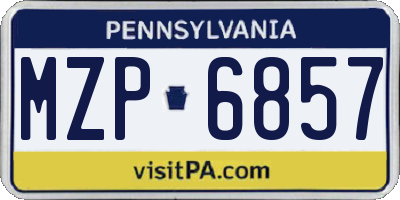 PA license plate MZP6857