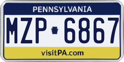 PA license plate MZP6867