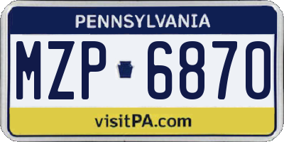 PA license plate MZP6870