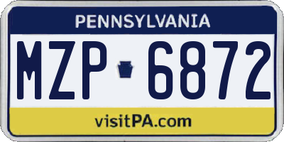PA license plate MZP6872