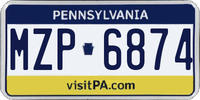 PA license plate MZP6874