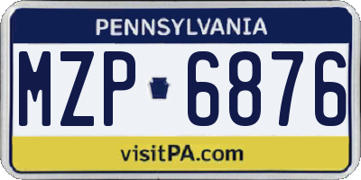 PA license plate MZP6876