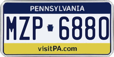 PA license plate MZP6880