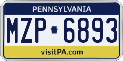 PA license plate MZP6893