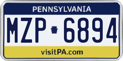 PA license plate MZP6894