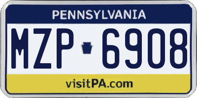 PA license plate MZP6908