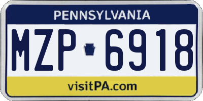 PA license plate MZP6918