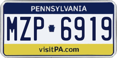 PA license plate MZP6919
