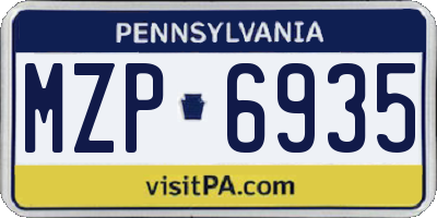 PA license plate MZP6935