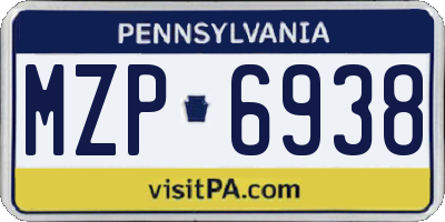PA license plate MZP6938