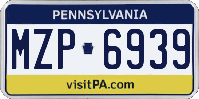 PA license plate MZP6939