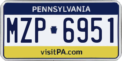 PA license plate MZP6951