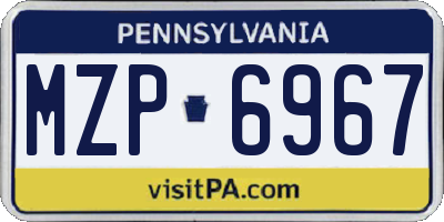 PA license plate MZP6967