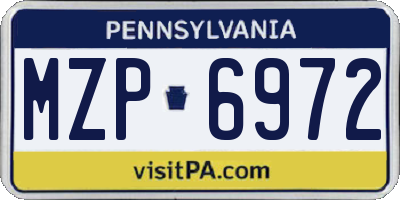 PA license plate MZP6972