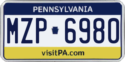 PA license plate MZP6980