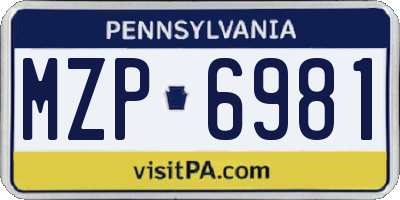 PA license plate MZP6981