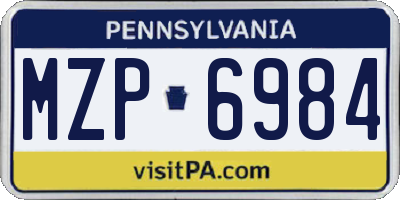 PA license plate MZP6984