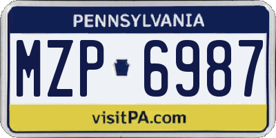 PA license plate MZP6987