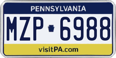 PA license plate MZP6988
