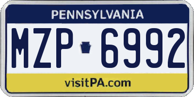 PA license plate MZP6992