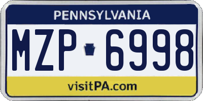 PA license plate MZP6998