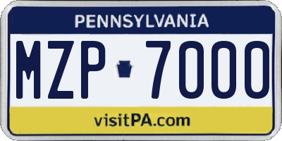 PA license plate MZP7000