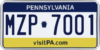 PA license plate MZP7001