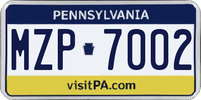 PA license plate MZP7002