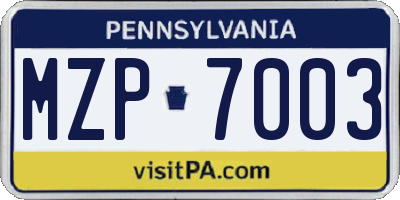 PA license plate MZP7003