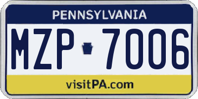 PA license plate MZP7006