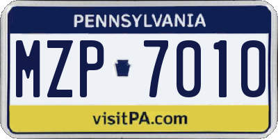 PA license plate MZP7010