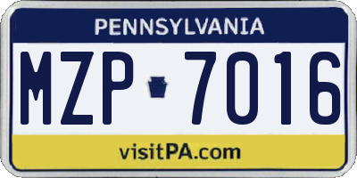 PA license plate MZP7016