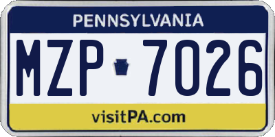 PA license plate MZP7026