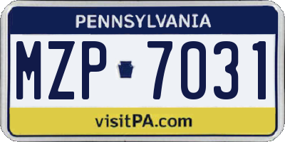 PA license plate MZP7031