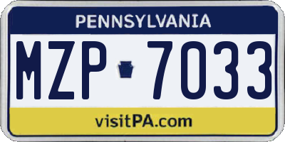 PA license plate MZP7033