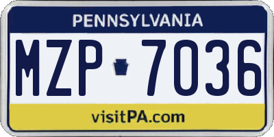PA license plate MZP7036