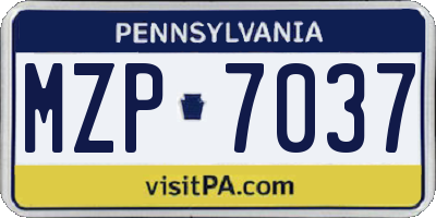 PA license plate MZP7037