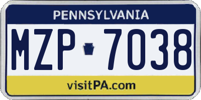 PA license plate MZP7038