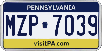 PA license plate MZP7039