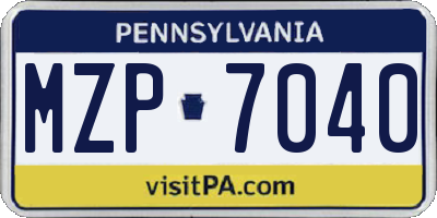 PA license plate MZP7040